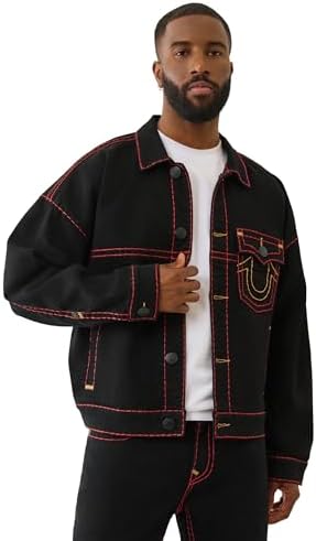True Religion Oversized Super T Coated Jacket for Men - Men's Jean
